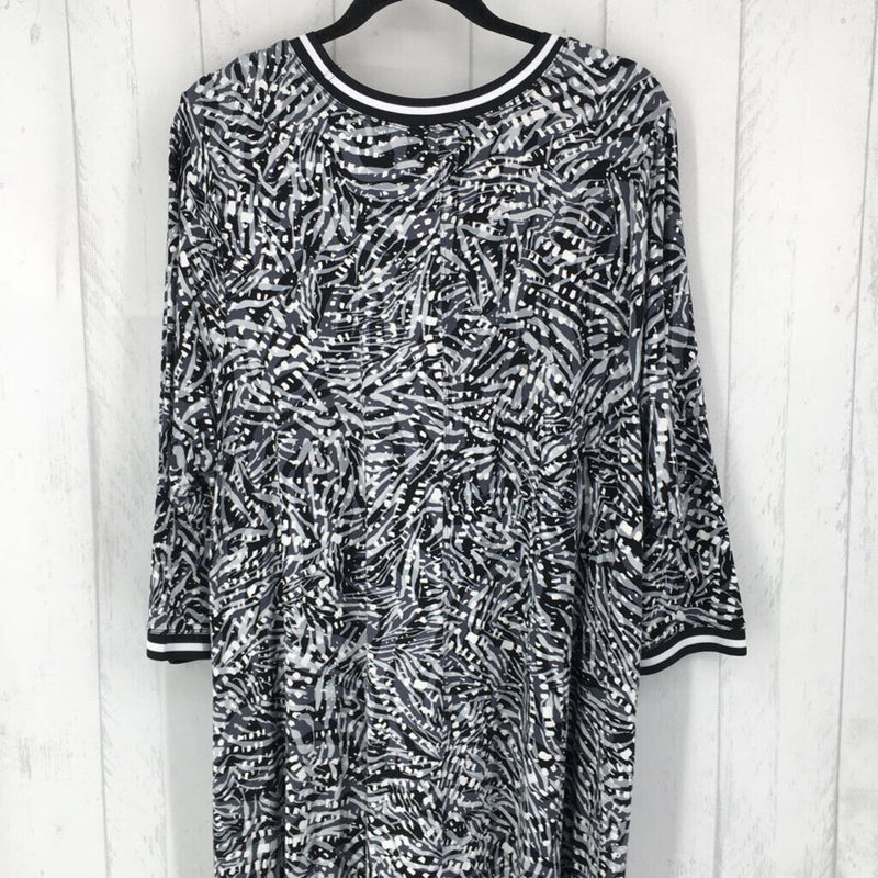 22/24 elbow slv pocket print dress