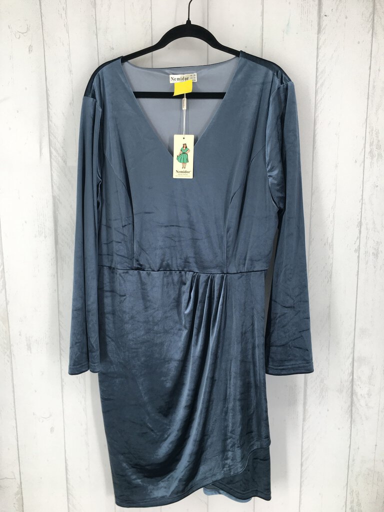 22 l/s velour v-neck dress