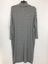 S elbow slv stripe t-neck dress