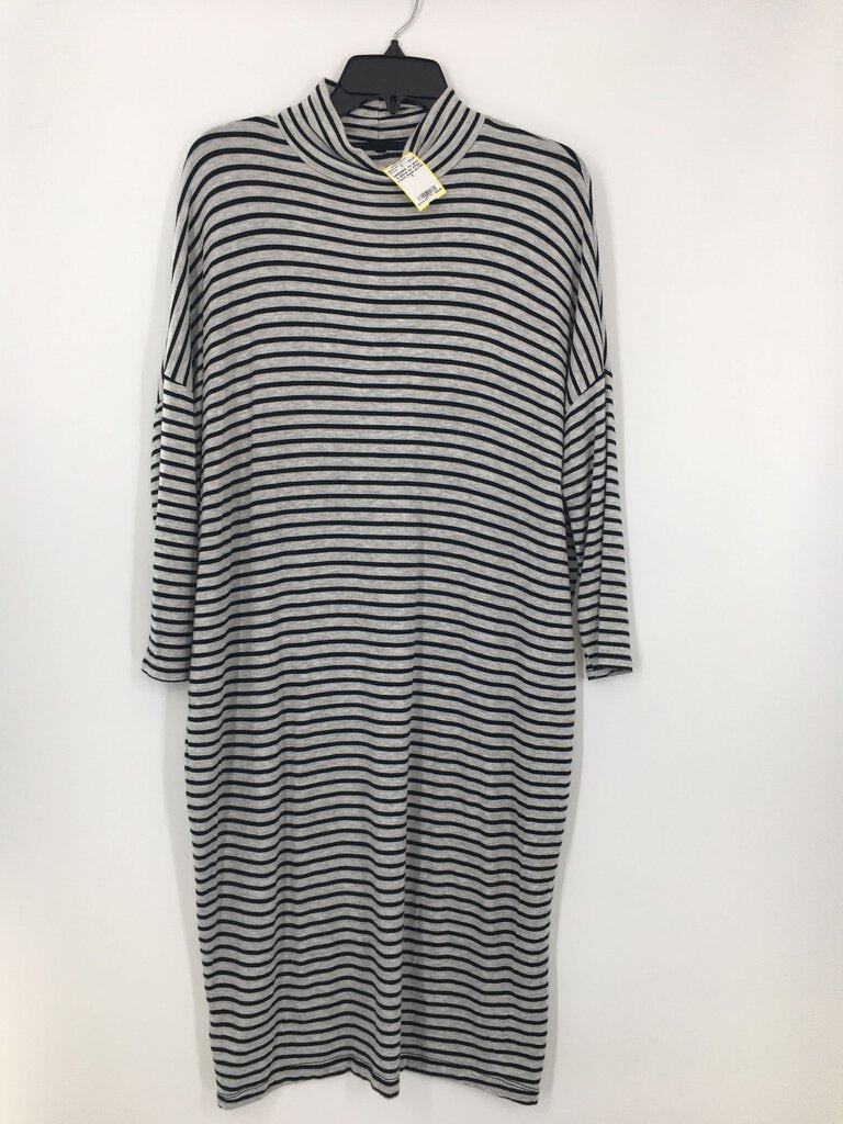 S elbow slv stripe t-neck dress