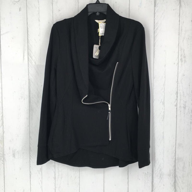 R118 M cowl neck asymmetrical zip jacket