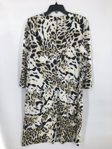 2(L) Animal print 3/4 slv dress