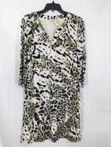 2(L) Animal print 3/4 slv dress