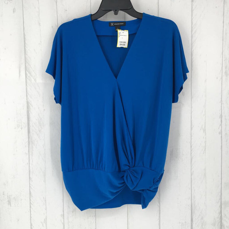 L Gathered hem v-neck s/s top