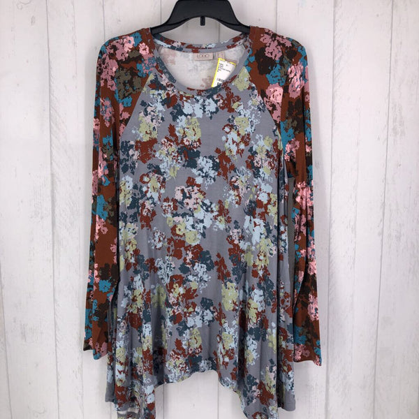 M Printed swing hem l/s top