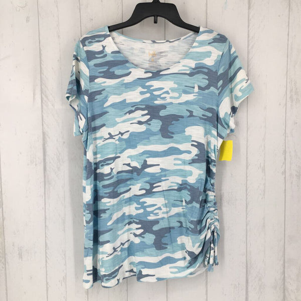 L Camo print gathered side s/s tee