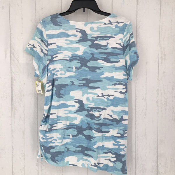 L Camo print gathered side s/s tee