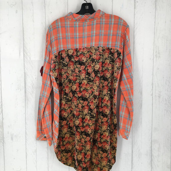 L Embroidered plaid button down l/s