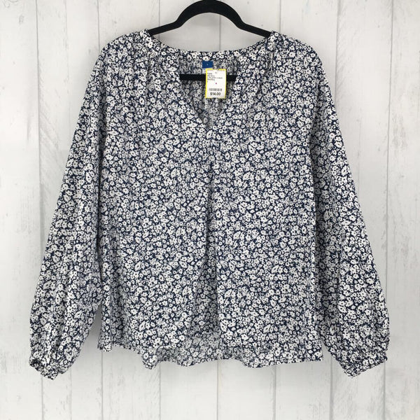 L Flo print v-neck l/s top