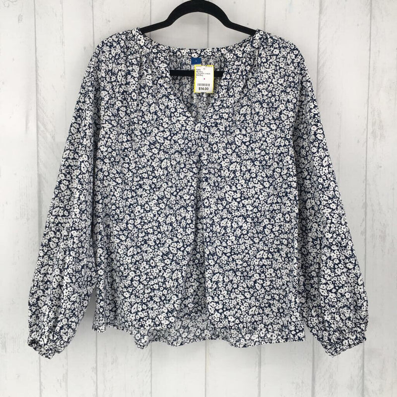 L Flo print v-neck l/s top