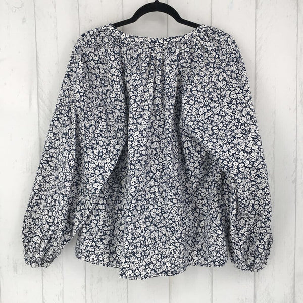 L Flo print v-neck l/s top