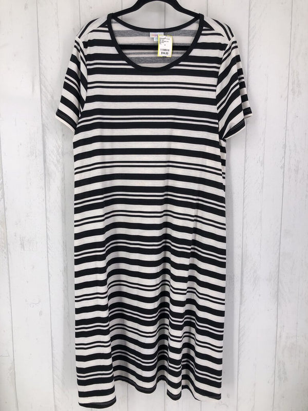 2XL Striped s/s swing hem dress