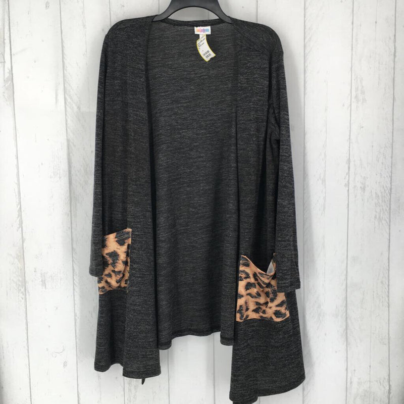 L Marled animal print pockets long duster