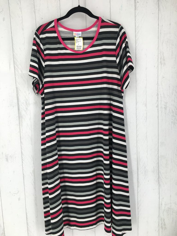 2XL Striped s/s swing hem dress