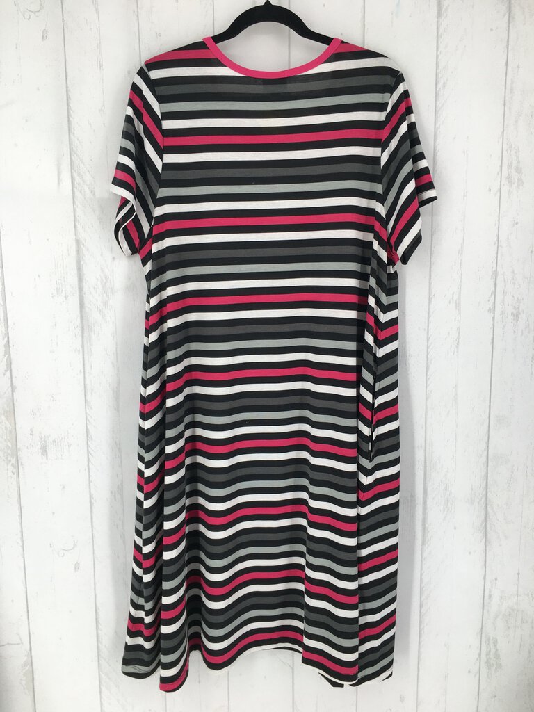 2XL Striped s/s swing hem dress