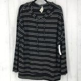 2X Striped hooded l/s top