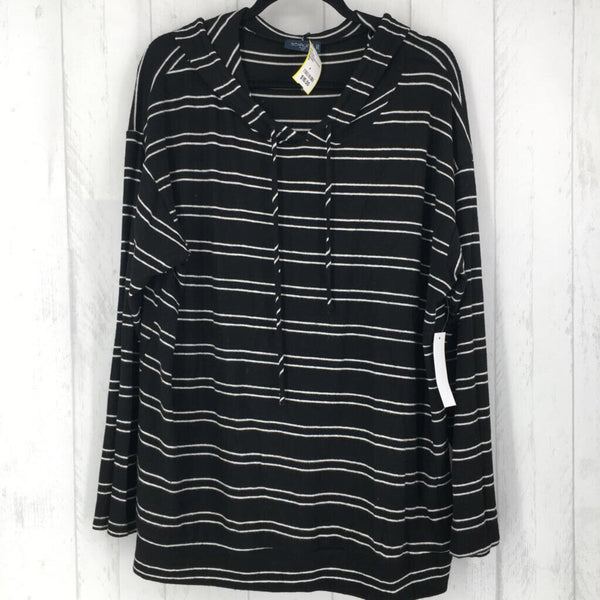 2X Striped hooded l/s top