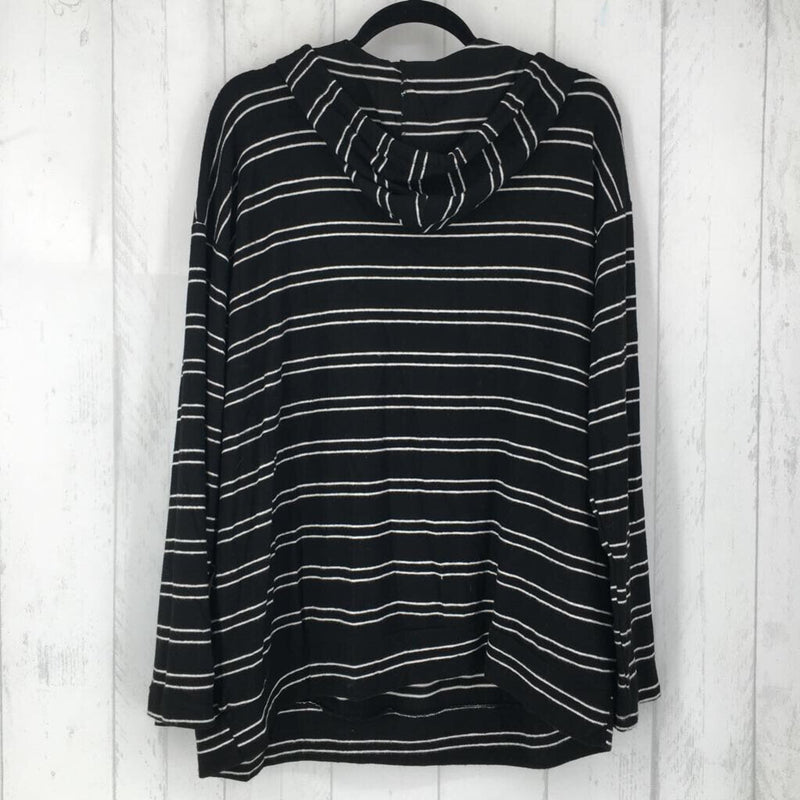 2X Striped hooded l/s top