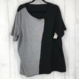 4XL Faux button s/s top