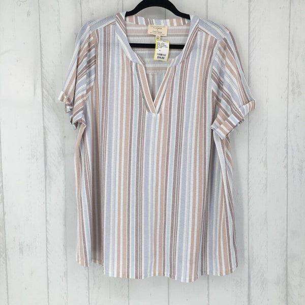 2XL Striped v-neck s/s top