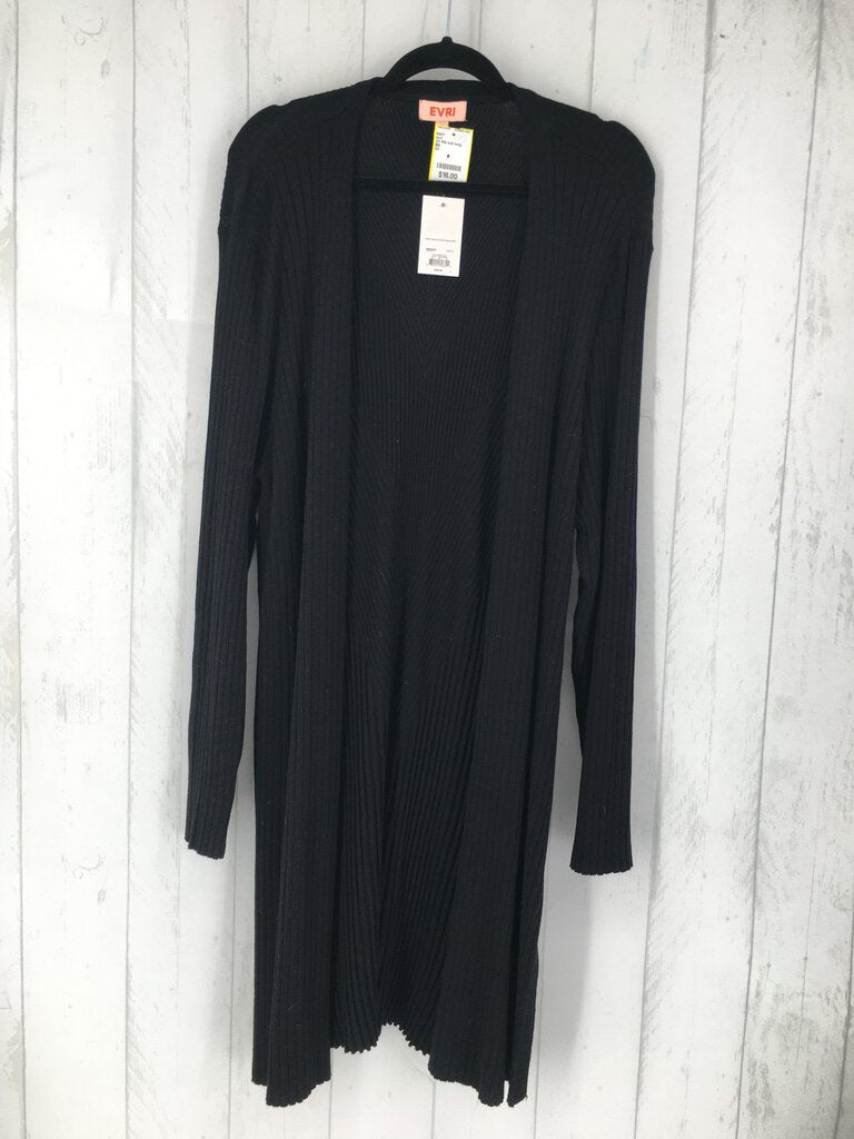 3X Rib knit long cardigan