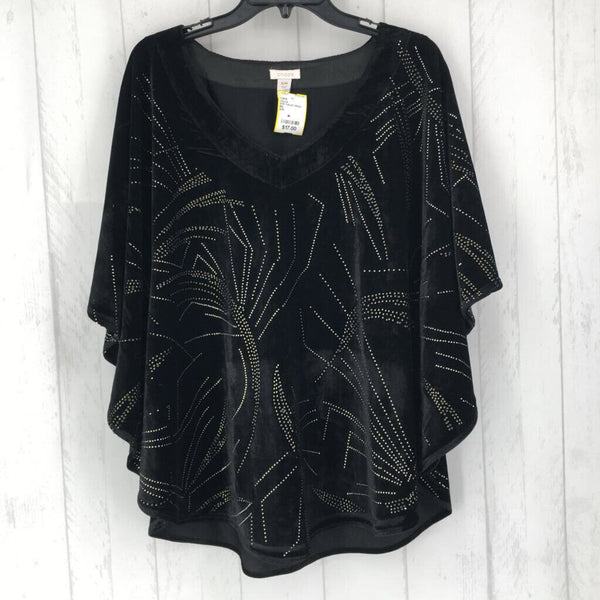 S/M Velvet blingy batwing slv top