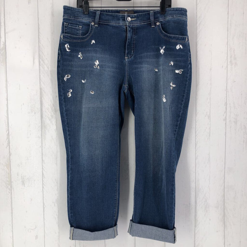 2(L) Embelished cuffed jeans