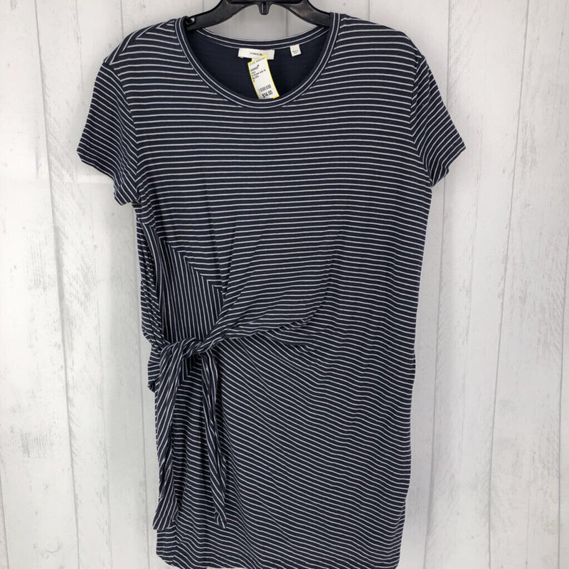 M Striped side tie dress s/s