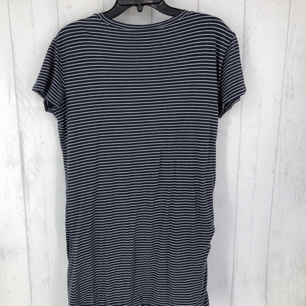 M Striped side tie dress s/s