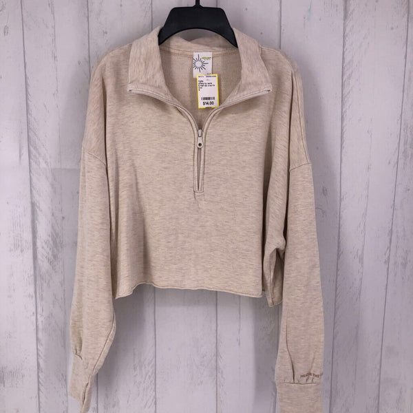 S Half-zip crop l/s top