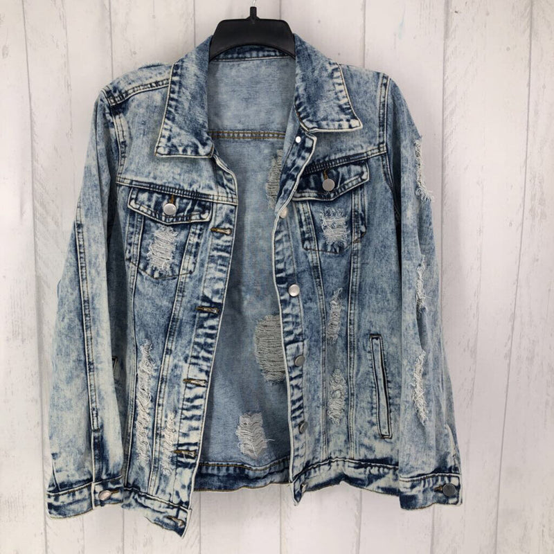 S Distressed denim jacket