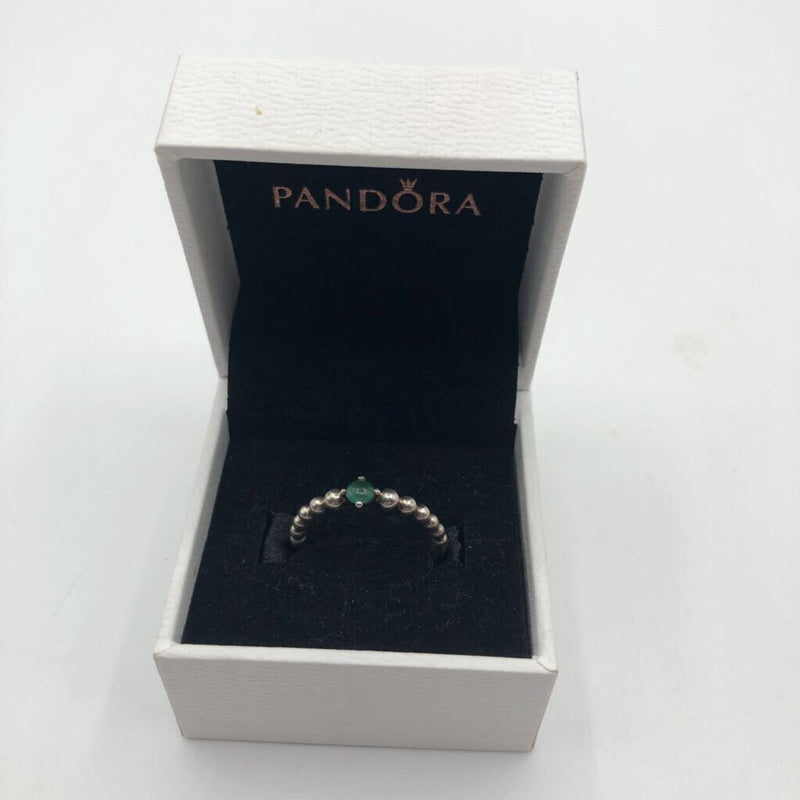 Sz 8 pandora .925 ring w/rain forest green topaz