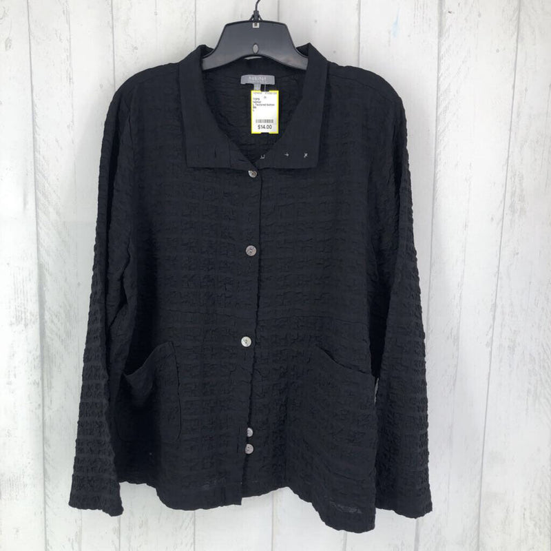 L Textured button down l/s blouse