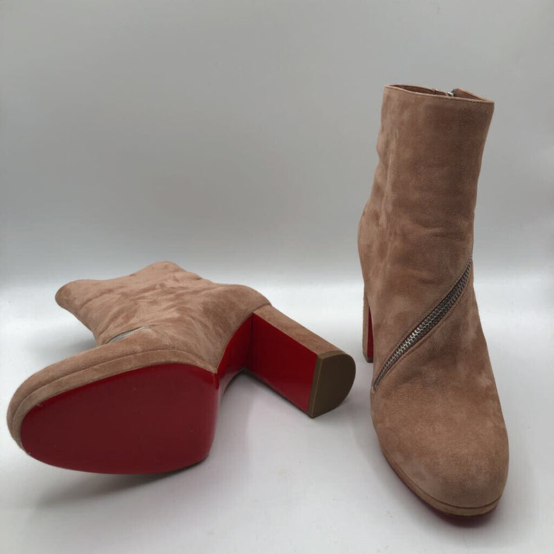 R1195 9(39) velolur zip around 3.75" heel red sole boots