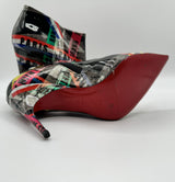 9(39) patent stiletto side zip red sole ankle boots