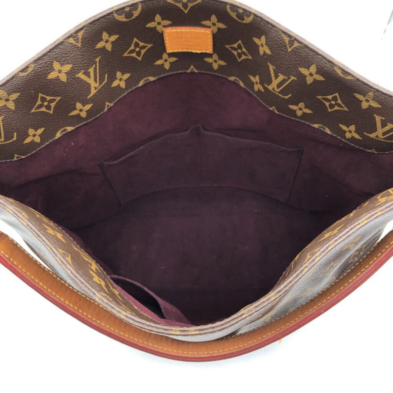 monogram hobo shoulder bag w/ zip pockets