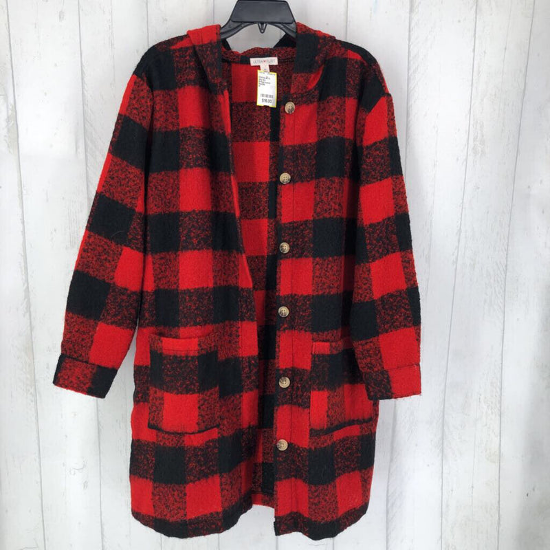 M Plaid button down l/s hooded shacket