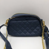 quilted double zip tassel crossbody