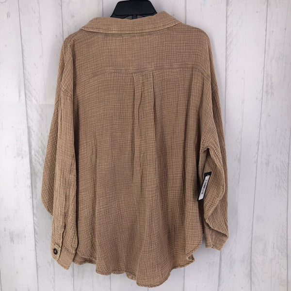 S Gauzy button dowm l/s top