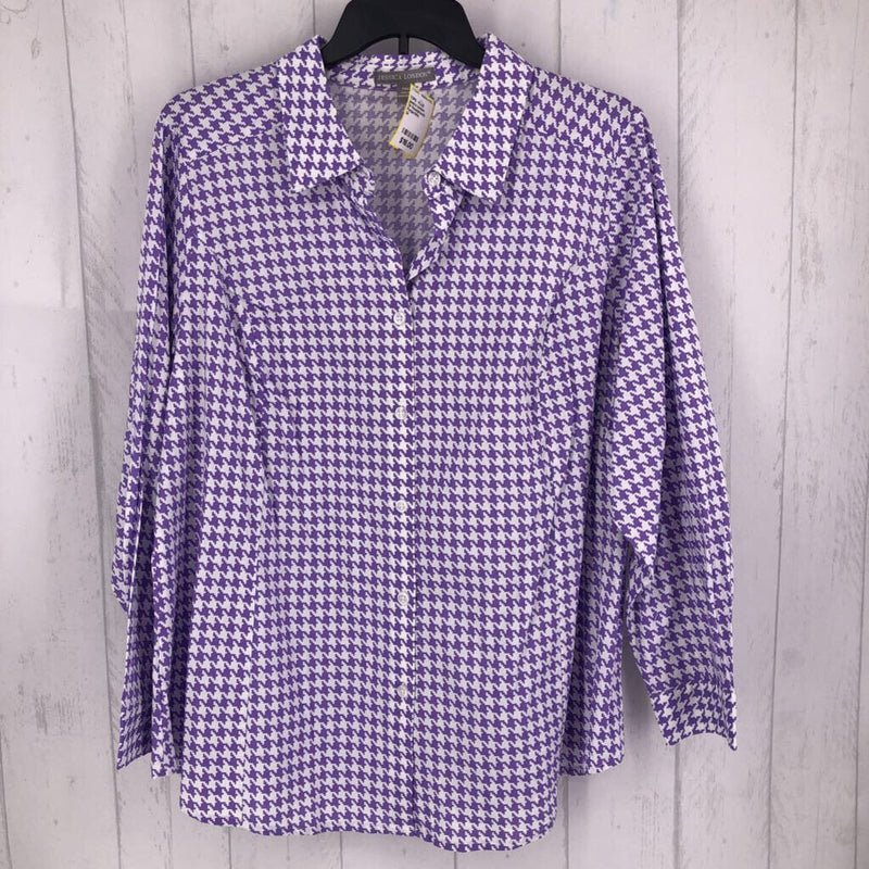 24 Houndstooth print button down l/s top