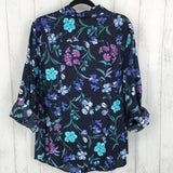 R46 2X Flo print button down l/s top