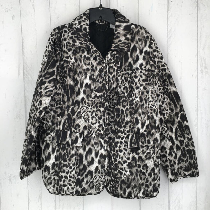 2(L) Quilted animal print jacket