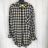 L Plaid button down l/s top