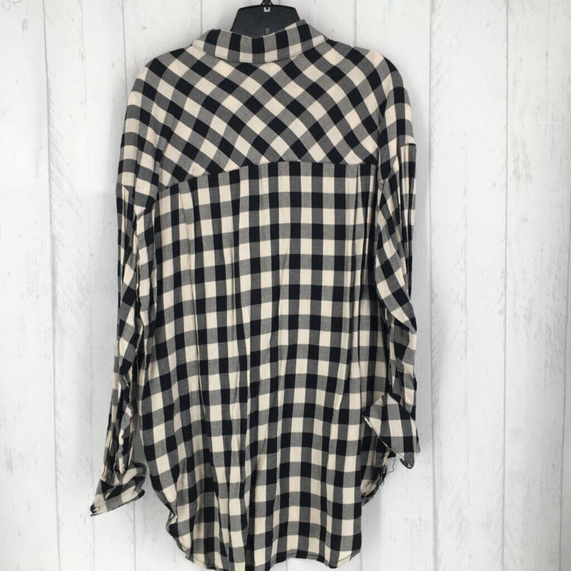 L Plaid button down l/s top