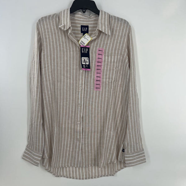 R70 S Linen blend Striped button down l/s top