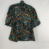 XL Flo print puffy sleeve top