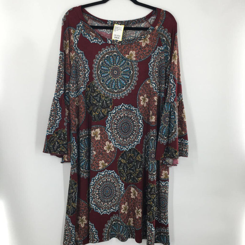 XXXL Printed flare slv dress