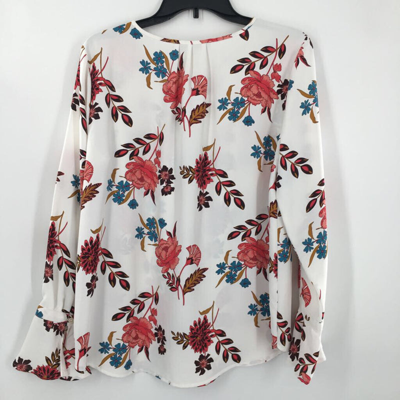 M Flo print notch neck l/s top