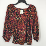 XS Printed square neck 3/4 slv top