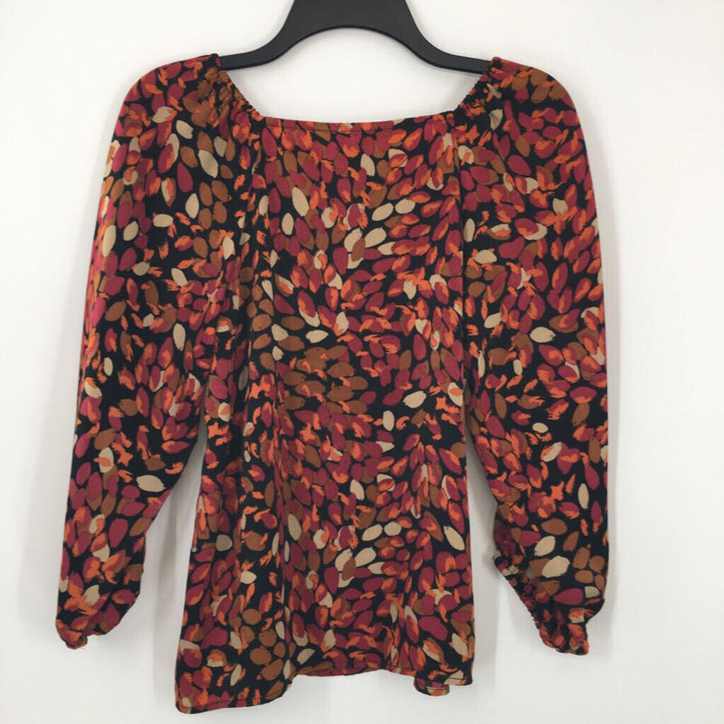 XS Printed square neck 3/4 slv top